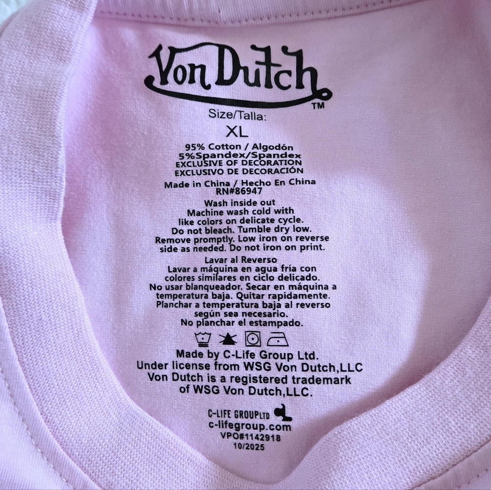 Von Dutch Pink🩷 Baby Tee👕 with Rhinestones💎 - NWT - Picture 7 of 12